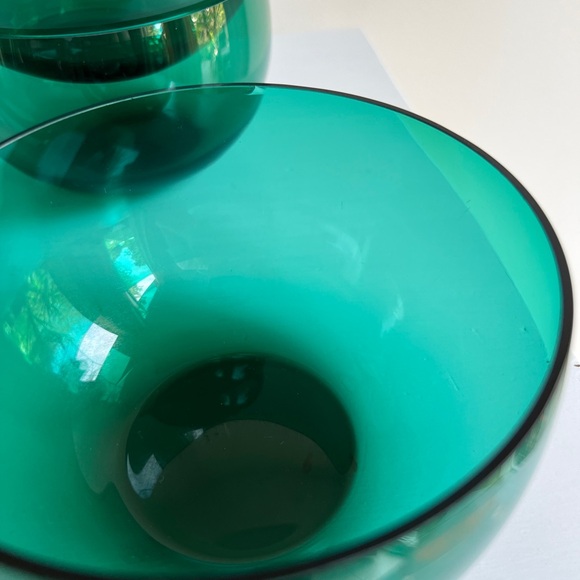 Set of 4 Vintage Green glass bowls, Hortensja Poland, rare find! - Picture 5 of 12
